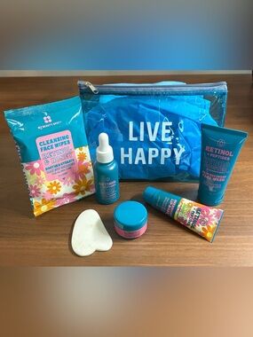 My Beauty Spot Retinol Skin Care Set w/Clear Blue “Live Happy” Bag